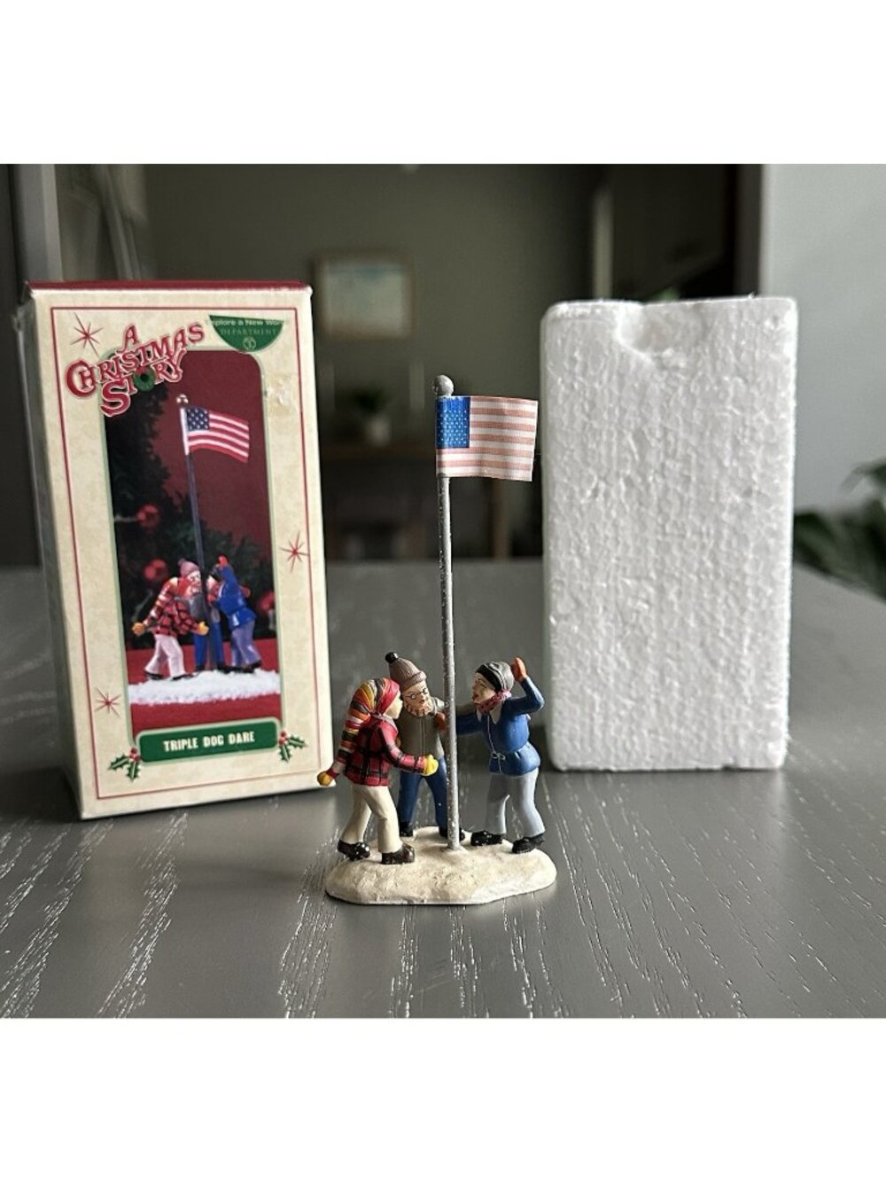 Dept 56 A Christmas Story Village Triple Dog Dare Figurine Accessory W Box 4.25”